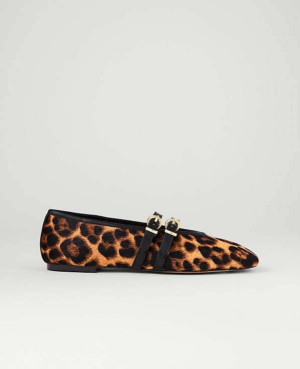 Buckled Calf Hair Ballet Flat