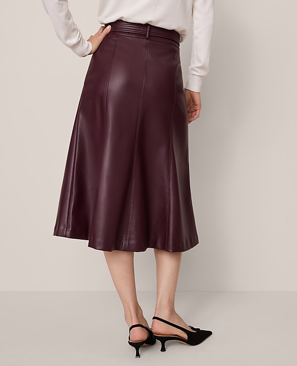 Belted Faux Leather Skirt