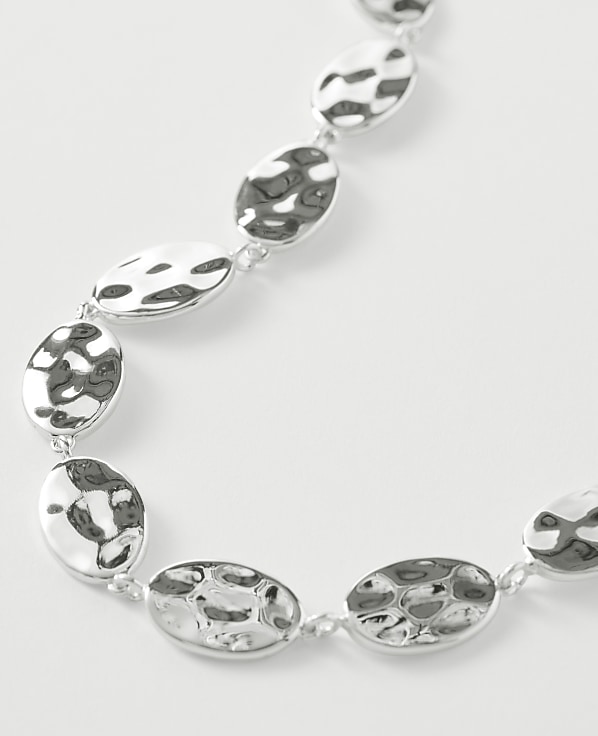 Textured Metal Disc Necklace