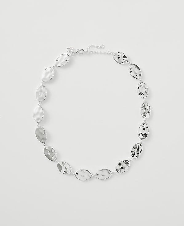 Textured Metal Disc Necklace