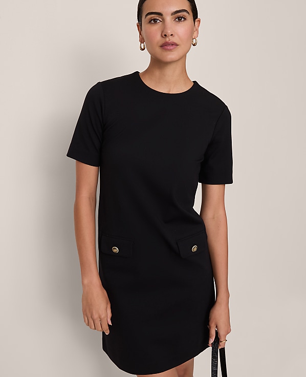 Button Pocket Shift Dress