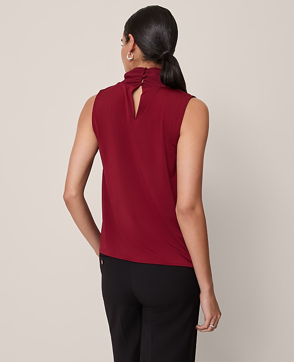Mixed Media Cowl Neck Blouse