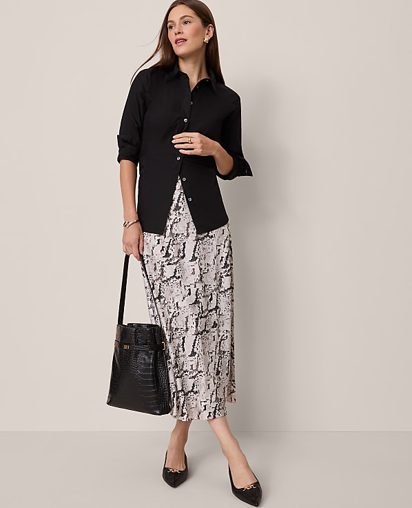 Snake Print Satin Bias Slip Skirt