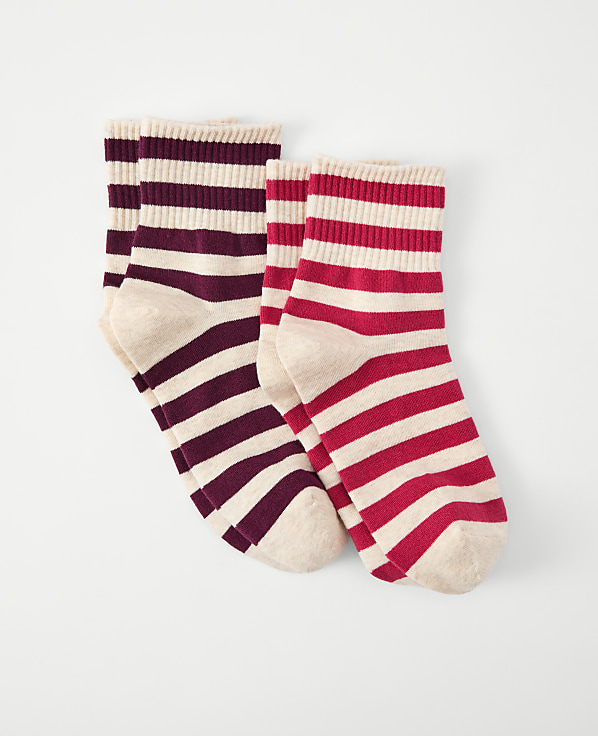 Striped and Dotted Crew Sock Set