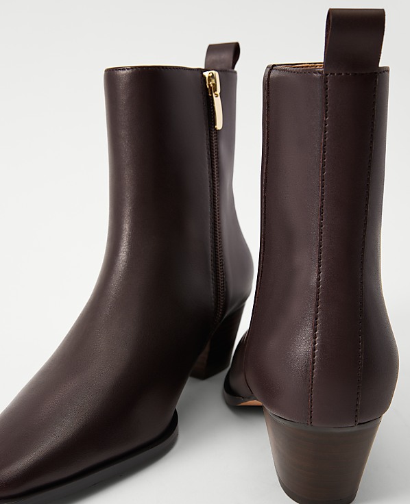 Tapered Heel Leather Bootie