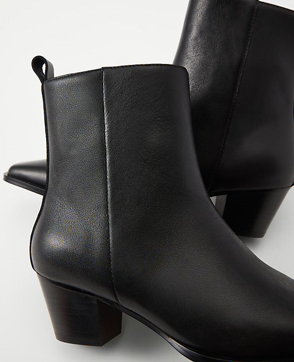 Tapered Heel Leather Bootie