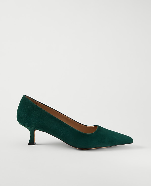 Suede Nip Toe Kitten Heel Pump