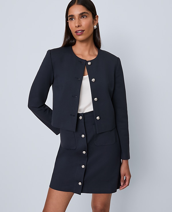The Petite Crew Neck Jacket in Ponte