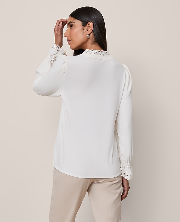 Lace Ruffle Trim Blouse