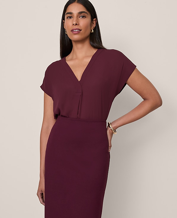 Mixed Media Pleat Front Top