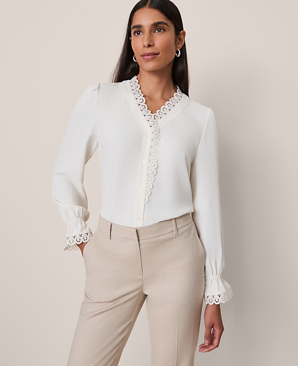 Lace Ruffle Trim Blouse