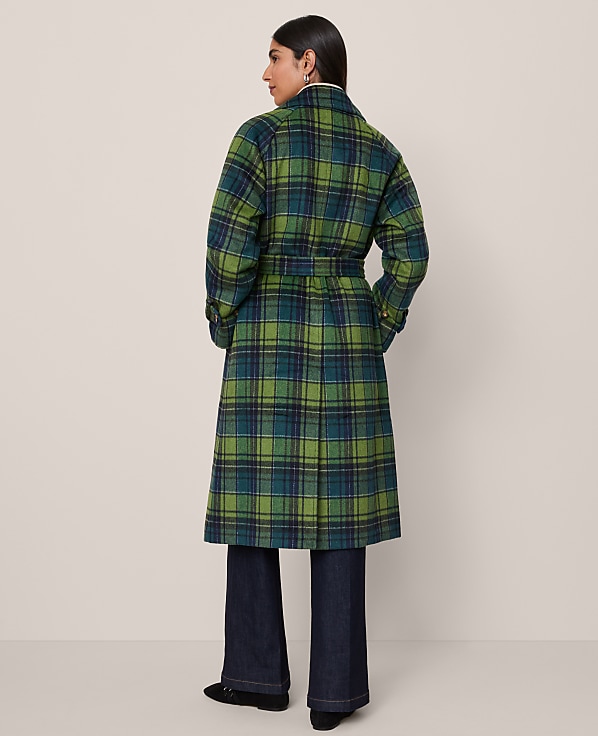 Petite Plaid Trench Coat