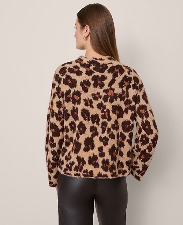 Animal Print Mock Neck Sweater