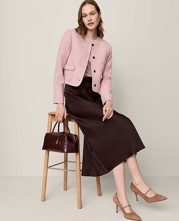 Satin Bias Midi Slip Skirt