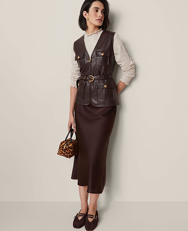 Satin Bias Midi Slip Skirt