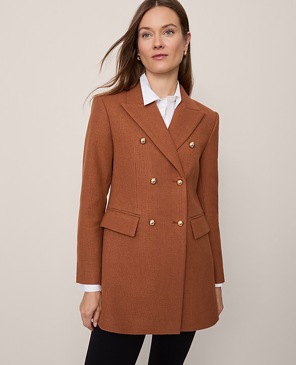Petite Fitted Long Double Breasted Coat