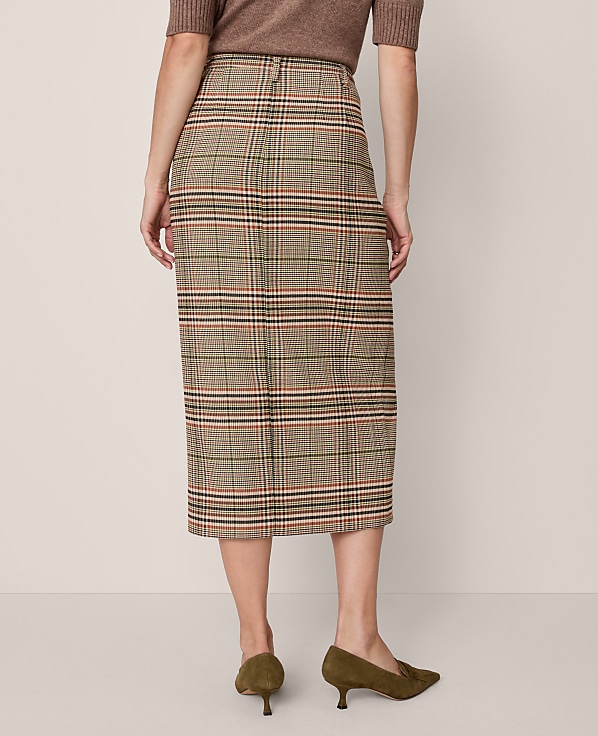 The Trouser Column Midi Skirt in Plaid