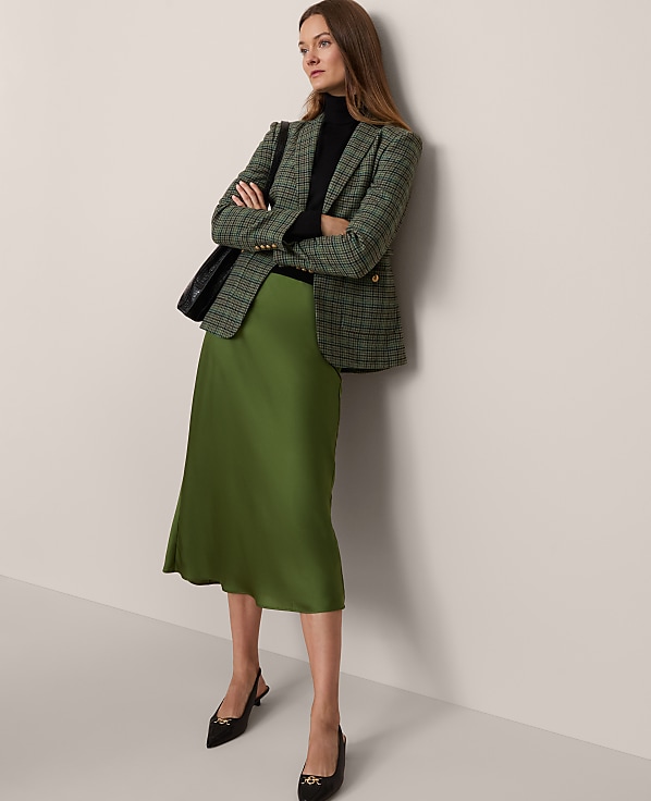 Satin Bias Midi Slip Skirt