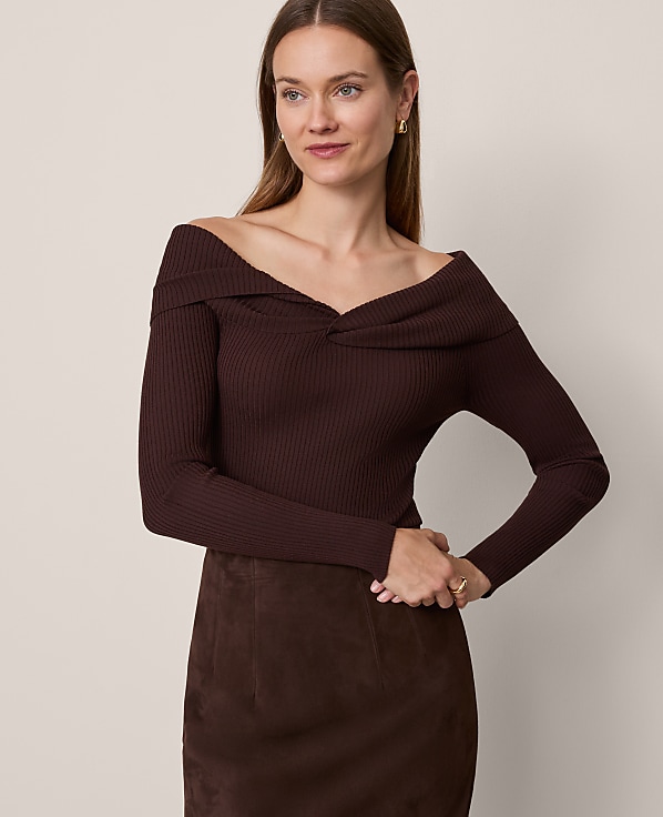 Twisted Off-The-Shoulder Sweater