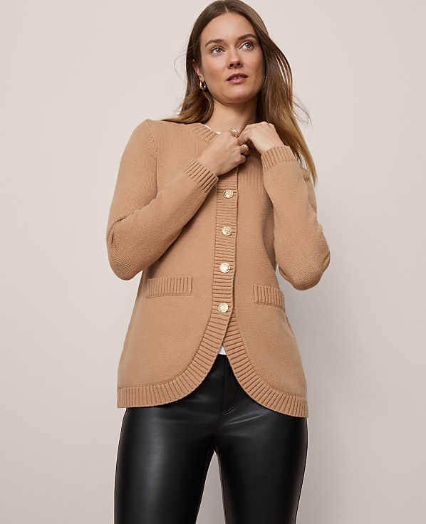 Petite Curved Hem Longline Cardigan