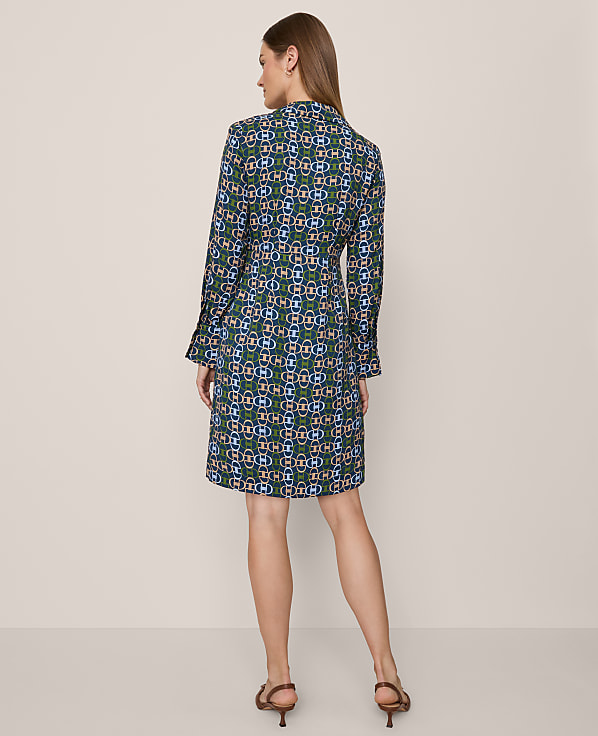 Petite Chain Link Collared Wrap Shirtdress