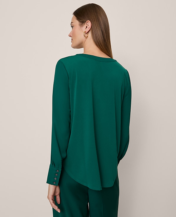 Mixed Media Pleat Front Top