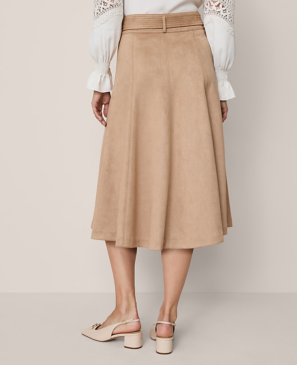 Belted Faux Suede Skirt