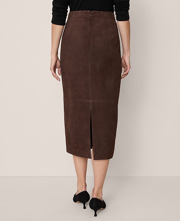 Studio Collection Seamed Pencil Skirt in Suede