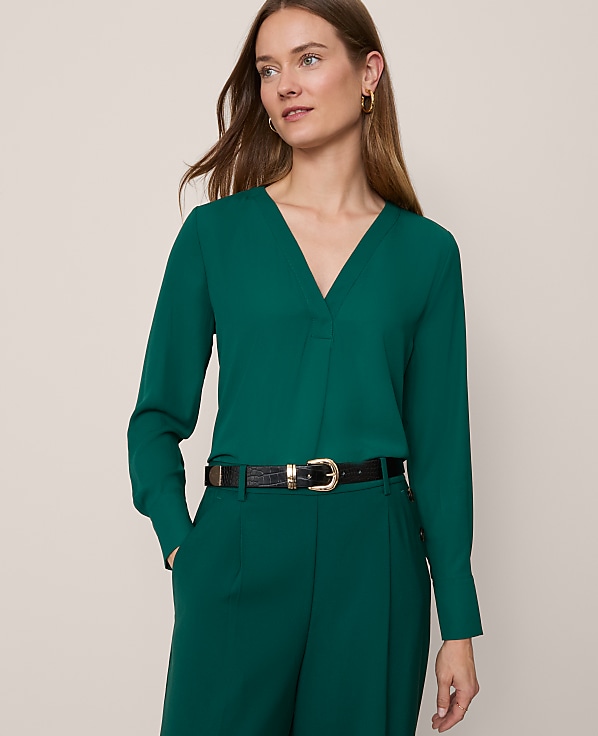 Mixed Media Pleat Front Top