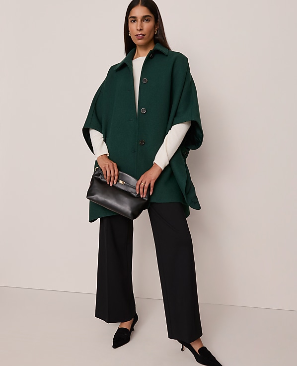 Petite Buttoned Trench Cape