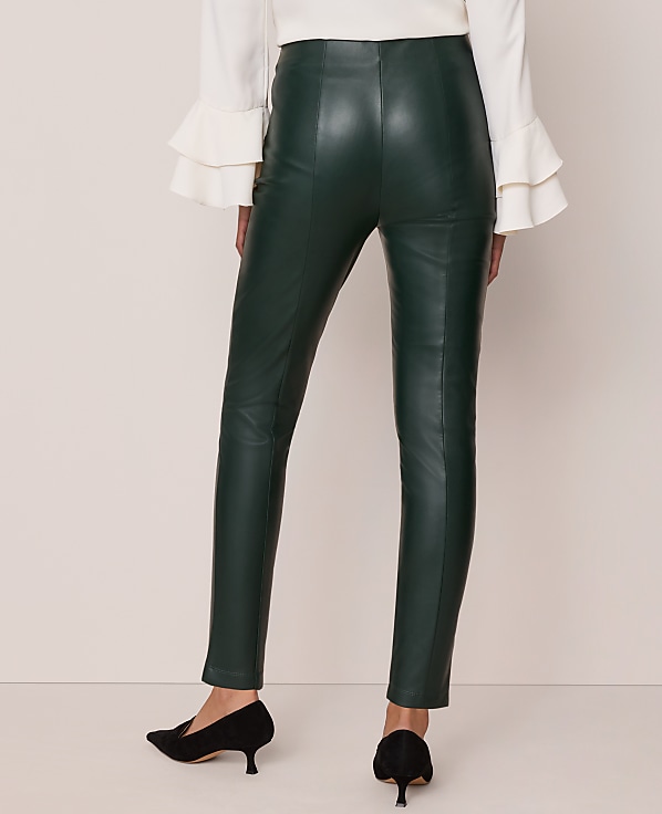 The Petite Seamed Button Legging in Faux Leather