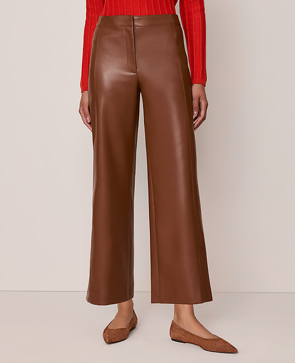 The Petite Grace Straight Pant in Faux Leather