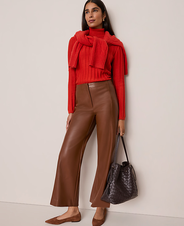 The Petite Grace Straight Pant in Faux Leather