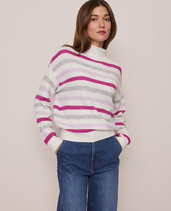 Petite Weekend Striped Turtleneck Sweater