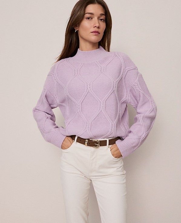 Petite Weekend Collection Cable Sweater