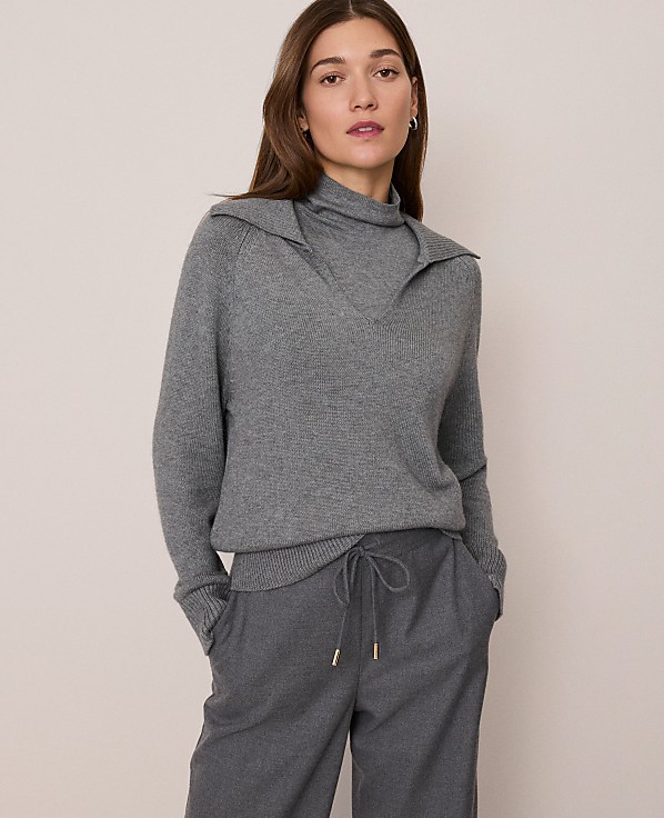 Weekend Layered Mock Neck Sweater
