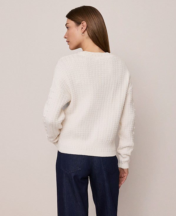 Weekend Popcorn-Stitch Cable Sweater