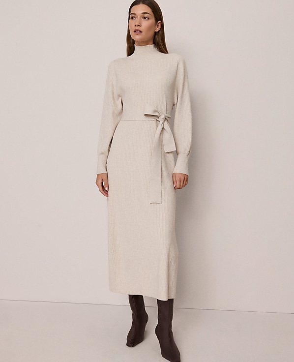 Weekend Ribbed Turtleneck Sweater Dress
