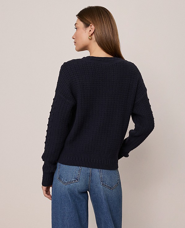 Weekend Popcorn-Stitch Cable Sweater