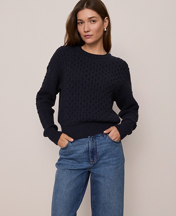 Weekend Popcorn-Stitch Cable Sweater