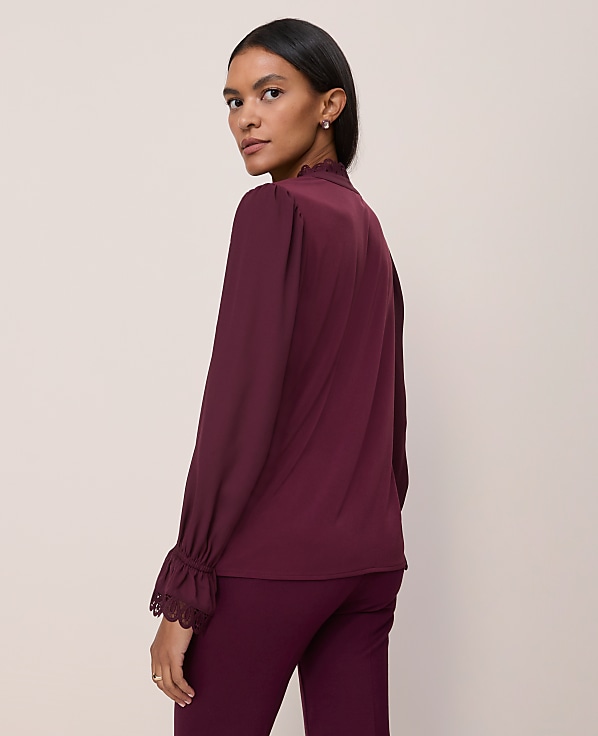 Lace Ruffle Trim Blouse