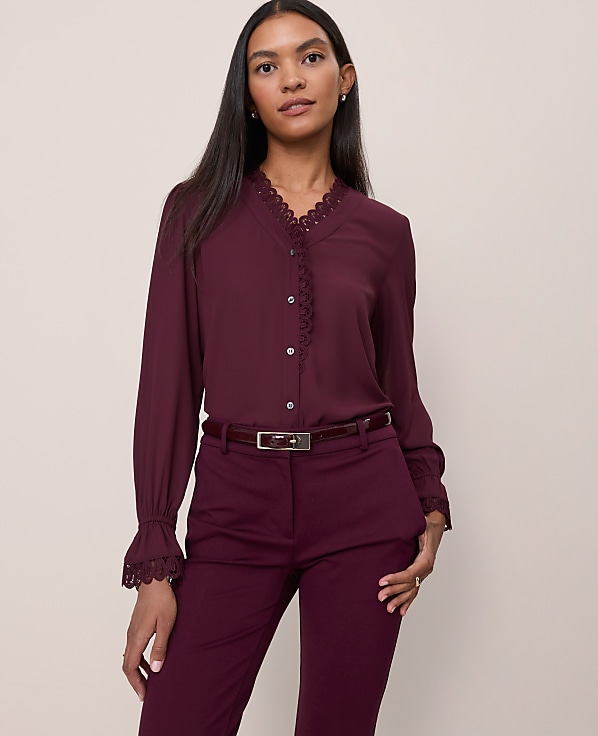 Lace Ruffle Trim Blouse