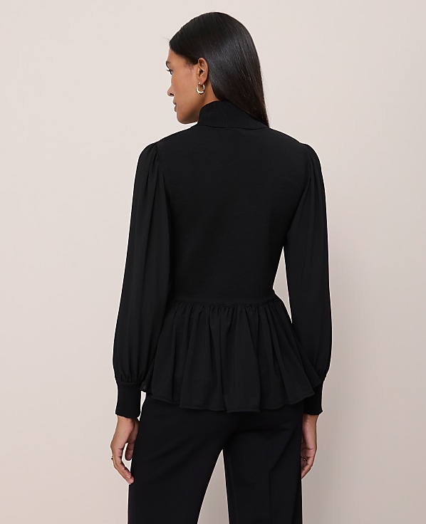 Mixed Media Turtleneck Sweater