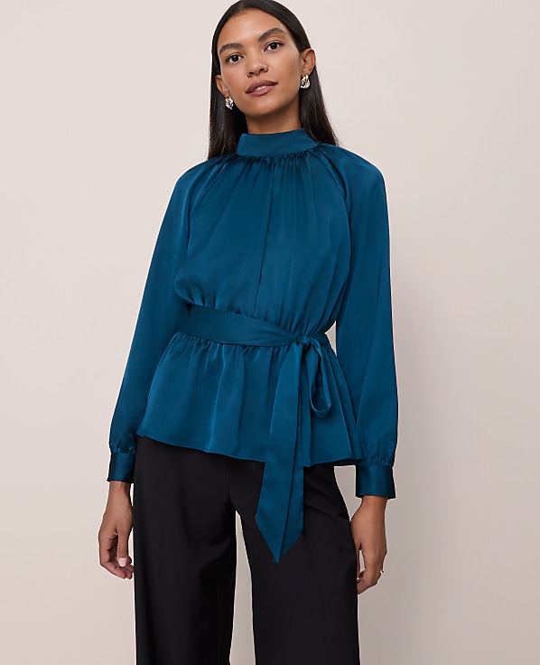 Satin Tie Waist Blouse