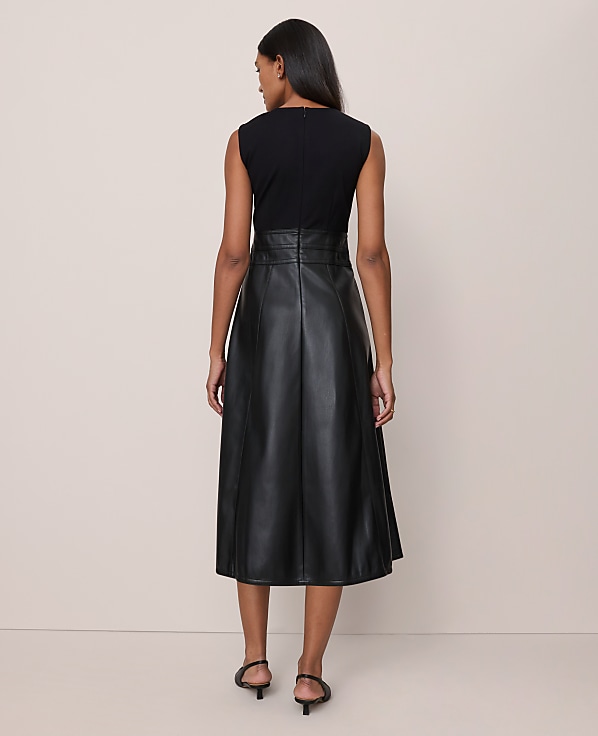 Mixed Media Flare Midi Dress