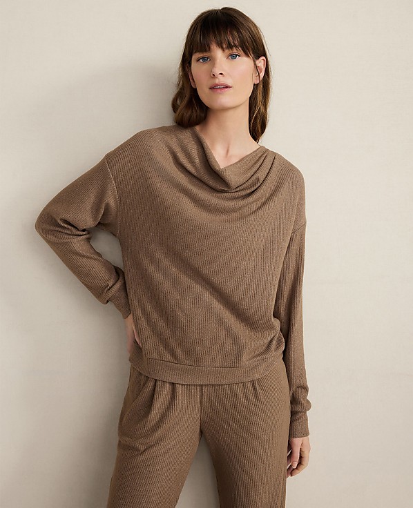 Haven Well Within Brushed Rib Knit Drape Neck Top