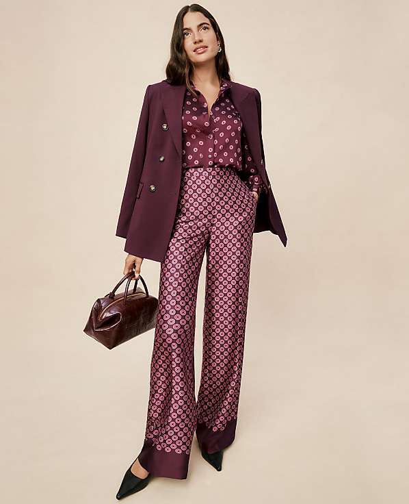 The Wide-Leg Pant in Satin Geo Print