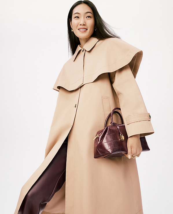 Petite Removable Cape Trench Coat