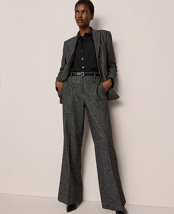 The Petite Wide-Leg Pant in Herringbone