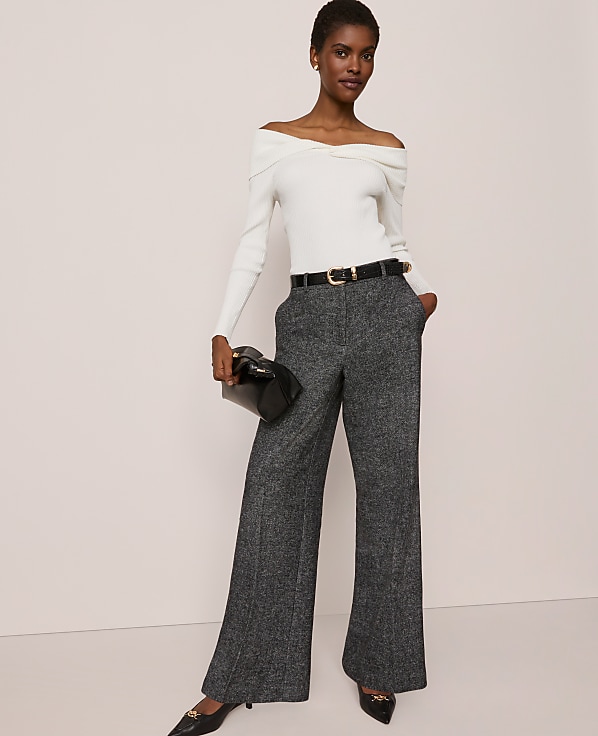 The Petite Wide-Leg Pant in Herringbone